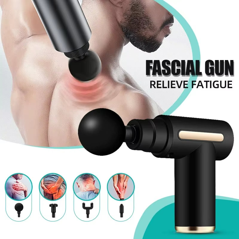 Portable Multifunctional Electric Fascia Gun Massager Instrument - Vibrating Muscle Relaxation Tool for Sports Recovery